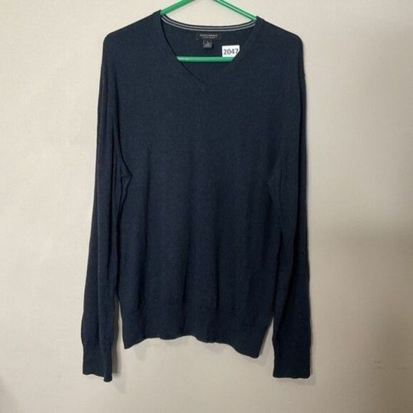 Banana Republic Silk/Cotton/Cashmere V-Neck Preppy Sweater Men Size L Blue - Picture 7 of 10